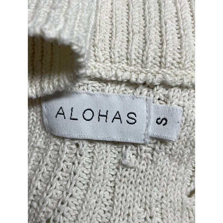 Alohas Women's Beige Knit Sleeveless Mock Neck Tie Shorts 2 Piece Set Size S/XS