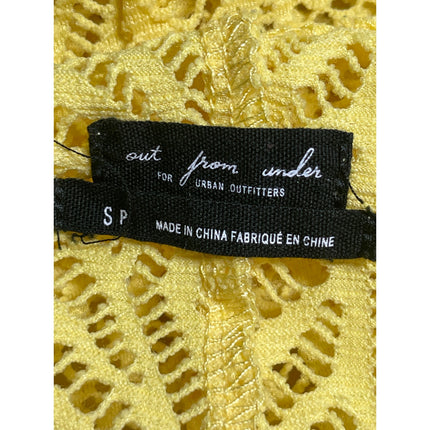 Urban Outfitters Out From Under Yellow Open Knit Ruffle Tank Bodysuit Top Size S