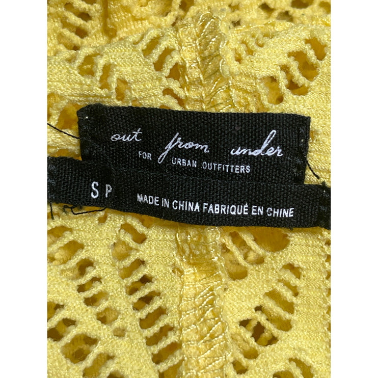 Urban Outfitters Out From Under Yellow Open Knit Ruffle Tank Bodysuit Top Size S