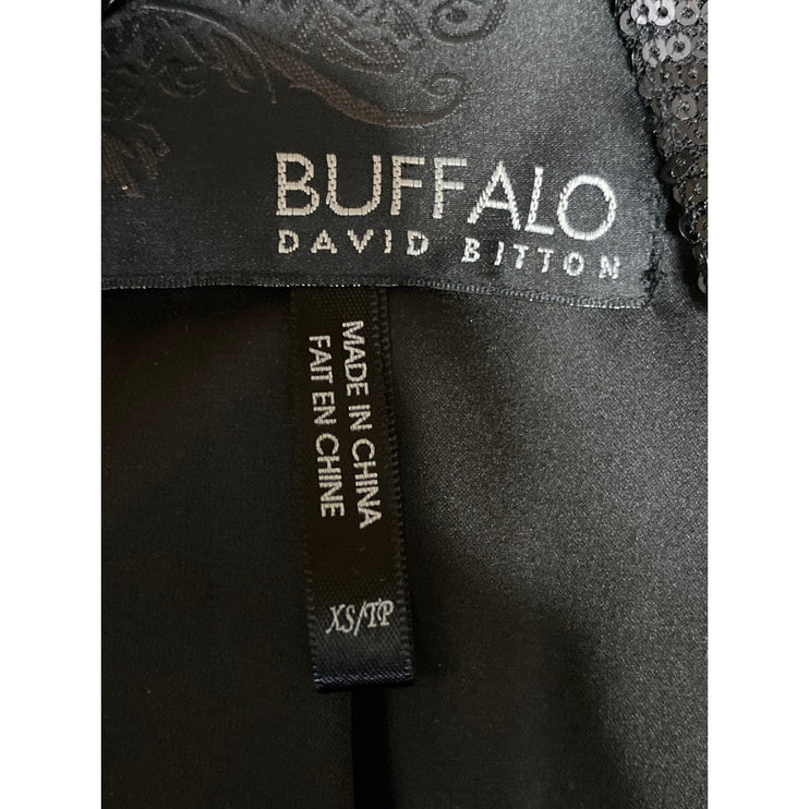Buffalo David Bitton Women's Black Long Sleeve Sequin Blazer Coat Jacket Size XS