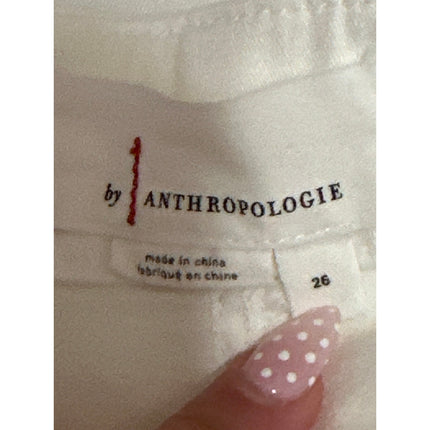 Anthropologie Women's White Mid Rise Zip Hem Jogger Tapered Trousers Pants 26