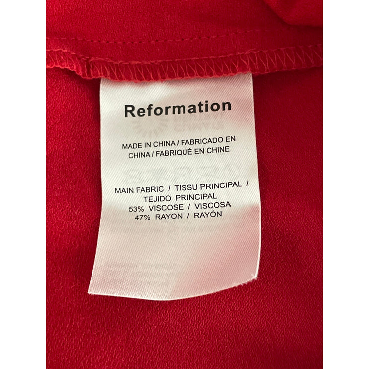 Reformation Marlowe Red Sleeveless V Neck Slit Cami Camisole Mini Slip Dress M