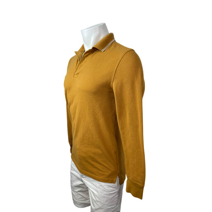 Goodfellow & Co Men's Mustard Yellow Knit Gold Long Sleeve Polo Shirt Top Size S