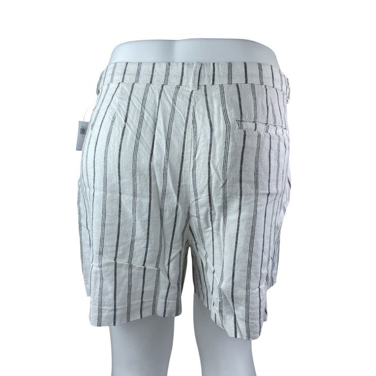 NEW Old Navy Taylor Womens White Linen Striped Lounge Wide Leg Bermuda Shorts XL