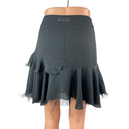 Diesel Women's Black High Waisted Ruffle Tiered Zip Fringe A Line Mini Skirt 26