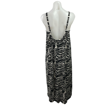 H&M Womens Black Pattered Zebra Print Sleeveless Oversized Maxi Tank Dress Sz S