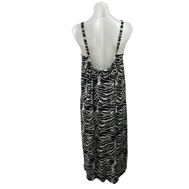 H&M Womens Black Pattered Zebra Print Sleeveless Oversized Maxi Tank Dress Sz S