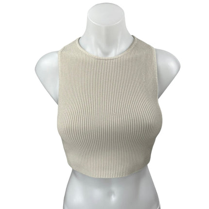 Aritzia Babaton Tan Rib Knit Sleeveless Racerback Cami Camisole Crop Tank Top S