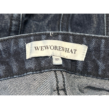 WeWoreWhat Women's Blue Frayed Raw Hem High Waist Denim Jeans Bermuda Shorts 27