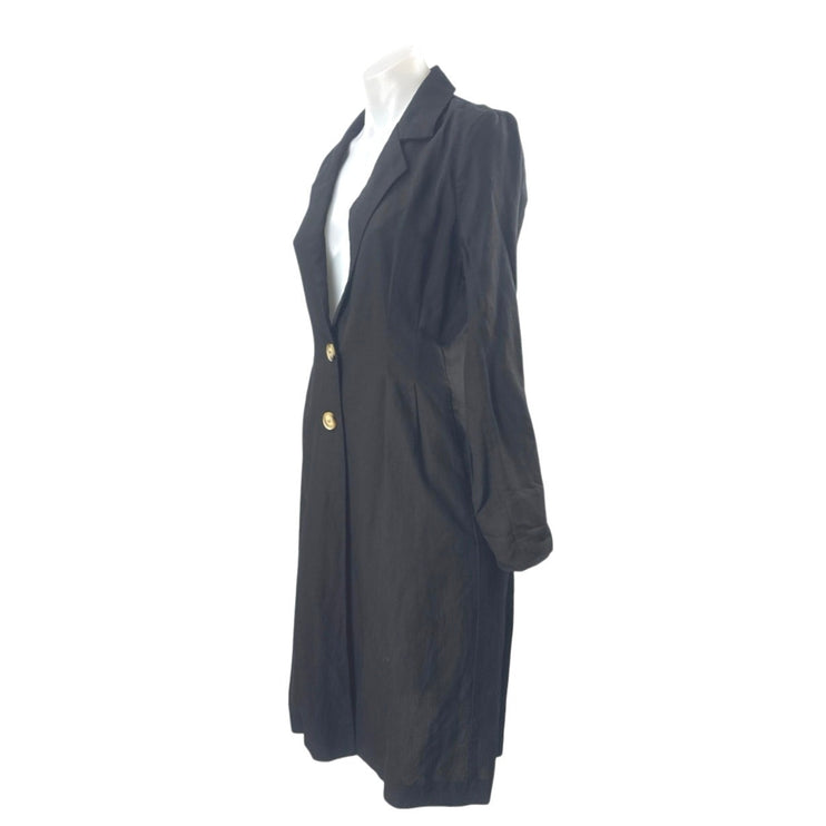 ASTR The Label Reed Black Linen Long Sleeve Midi Pencil Sheath Blazer Dress XS