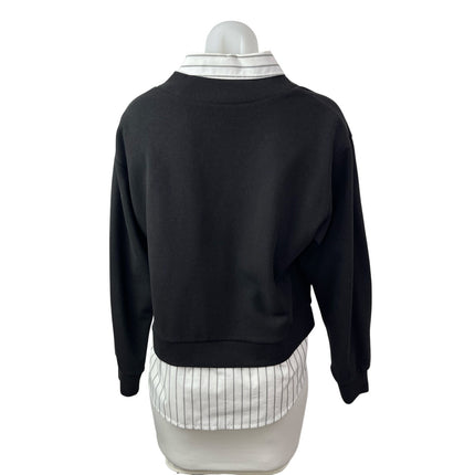 GU White Striped Collared Under Shirt Black V Neck Combo 2-Fre Sweater Top Sz S