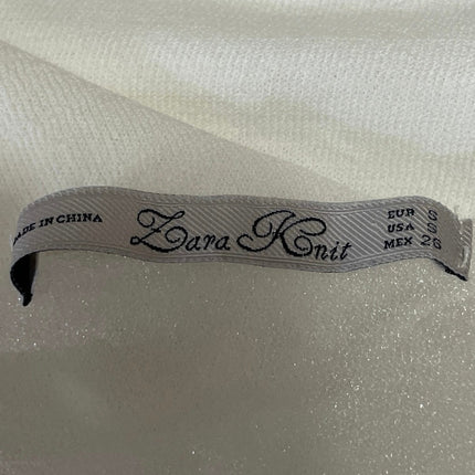 Zara Knit Womens White Sheer Mesh Long Sleeve Bandeau Crop Blouse Top Size S