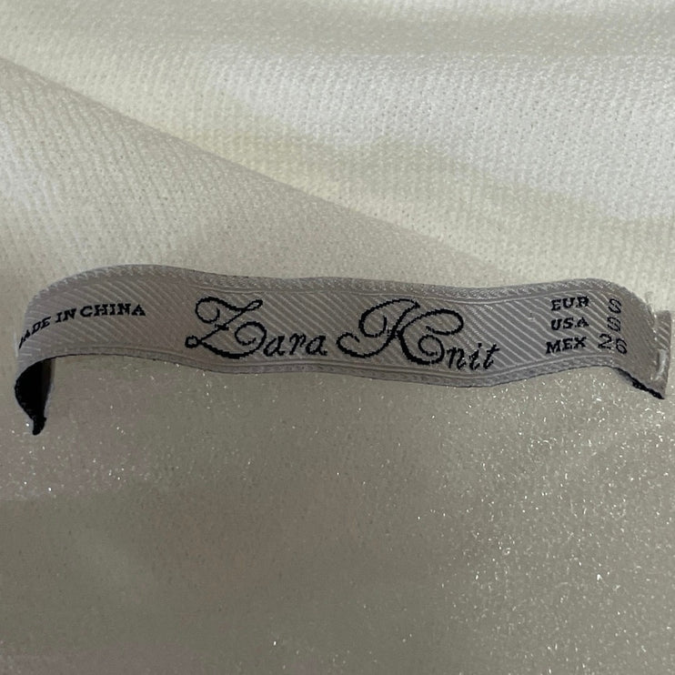 Zara Knit Womens White Sheer Mesh Long Sleeve Bandeau Crop Blouse Top Size S