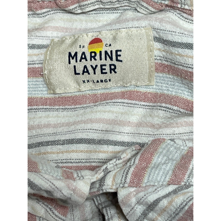 Marine Layer Men's White Pink Striped Short Sleeve Button Down Shirt Top Sz XXL