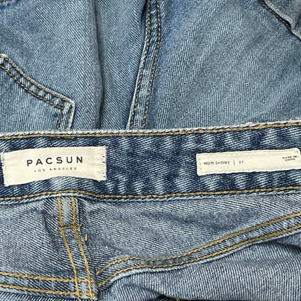 Pacsun Womens Blue Medium Wash High Waist traight Leg Denim Jeans Mom Shorts 27