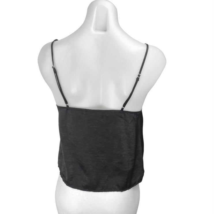Brandy Melville Black Silk Satin Sleeveless V Neck Cami Camisole Tank Top Size S