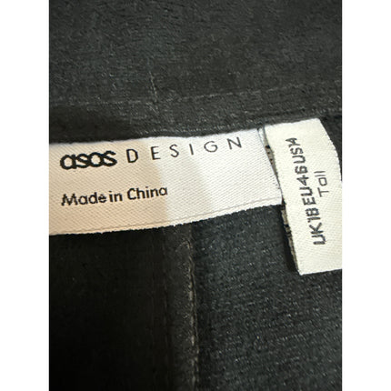 ASOS Design Black Faux Vegan Leather Skinny High Waist Trousers Pants Size 14
