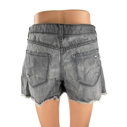 Vervet Womens Black Washed Distressed High Rise Cutout Denim Jean Shorts Size 28