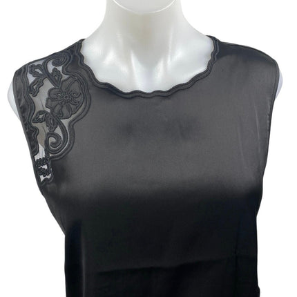 Joie Women's Black Sleeveless Embroidered Floral Mesh Tank Blouse Top Size M