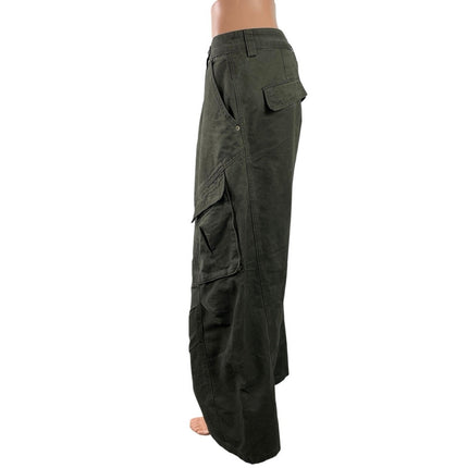 Pixie Market Womens Gray High Waisted Palazzo Wide Leg Cargo Denim Jeans Pants M