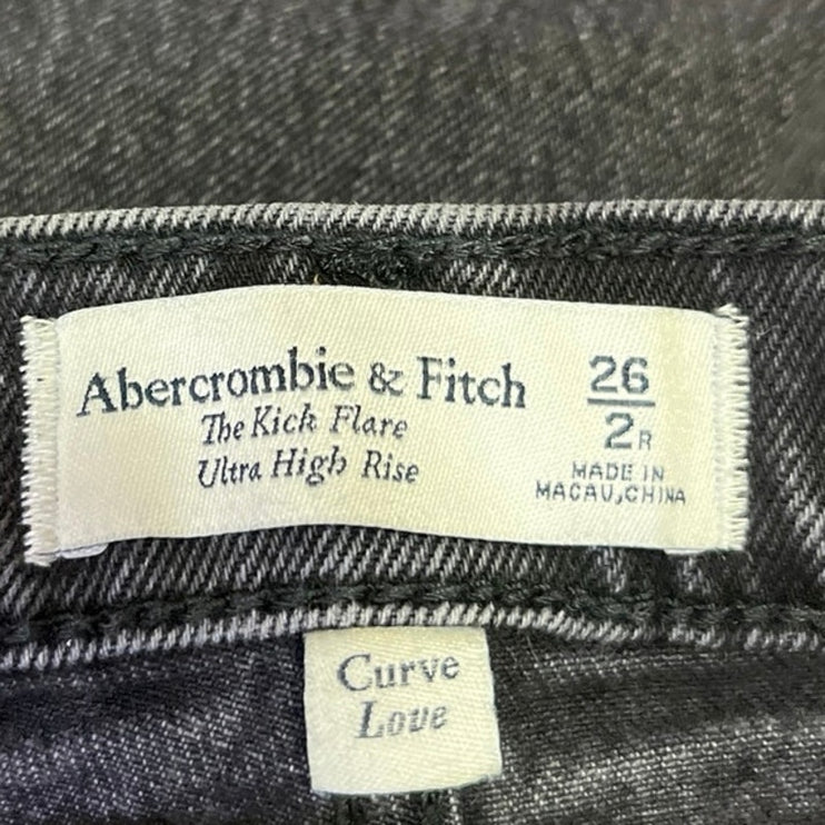 Abercrombie & Fitch Black Button Fly High Rise Bootcut Denim Jeans Size 26