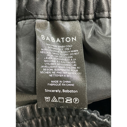 Aritzia Babaton Black Faux Vegan Leather High Rise Wide Leg Trousers Pants Sz 4