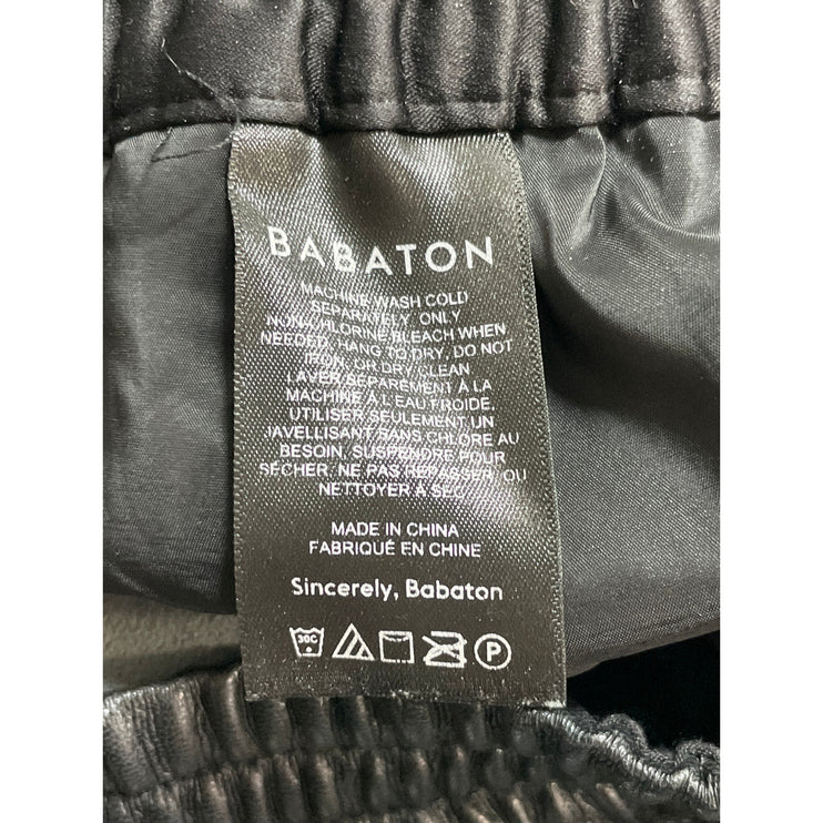 Aritzia Babaton Black Faux Vegan Leather High Rise Wide Leg Trousers Pants Sz 4