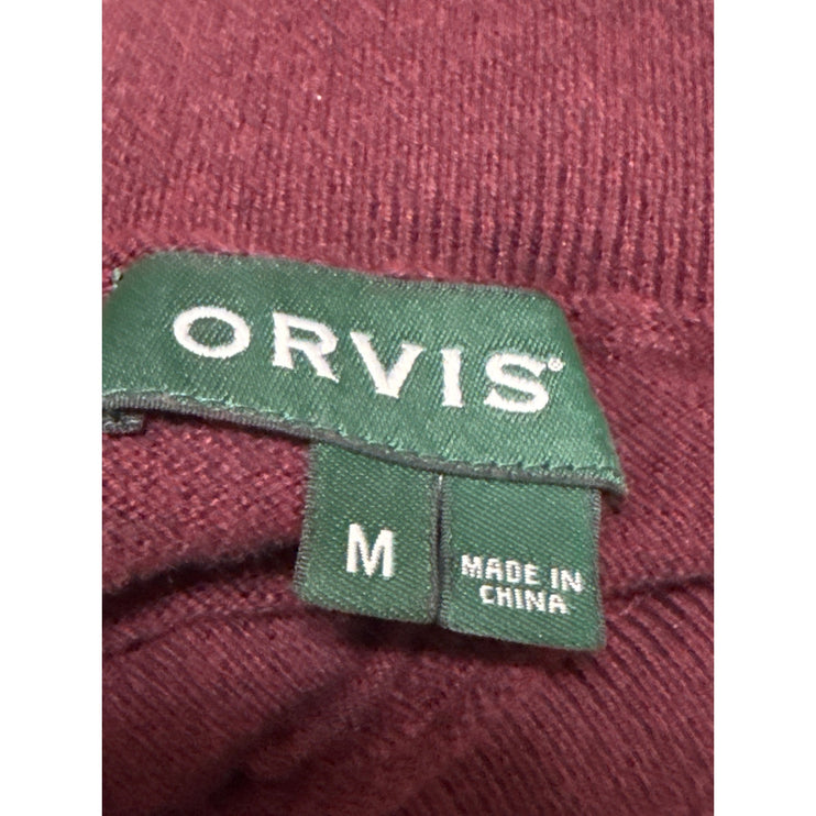 Orvis Men's Red Silk Cashmere Turtleneck Long Sleeve Knit Sweater Top Size M