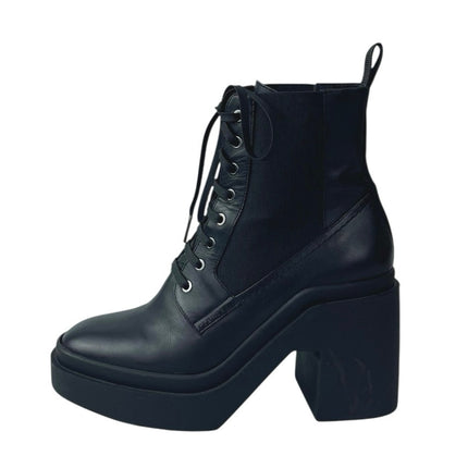 Clergerie Noam Womens Black Leather Lace Up Block Heels Platform Ankle Boots 7.5