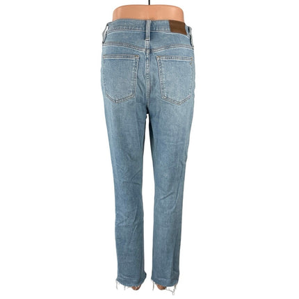 Madewell Women's Light Blue Ripped Raw Frayed Hem Straight Denim Jeans Pants 25