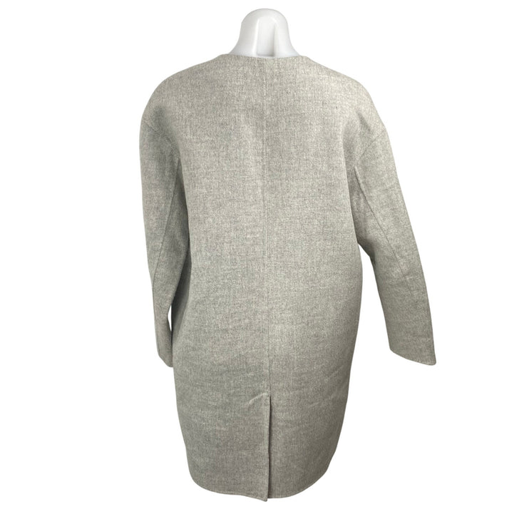 M+C Studios Womens Gray Wool V Neck Long Sleeve Sweater Cardigan Coat Jacket OS