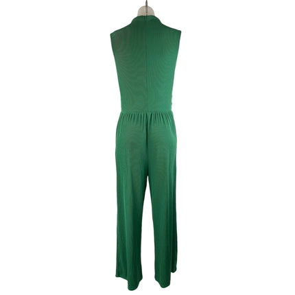 Pretty Garden Green Mock Neck Sleeveless Wide Leg One Piece Romper Jumpsuit Sz M