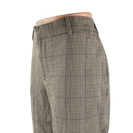 Zara Women's Gray Plaid Check High Rise Loose Tapered Trousers Dress Pants Sz 10