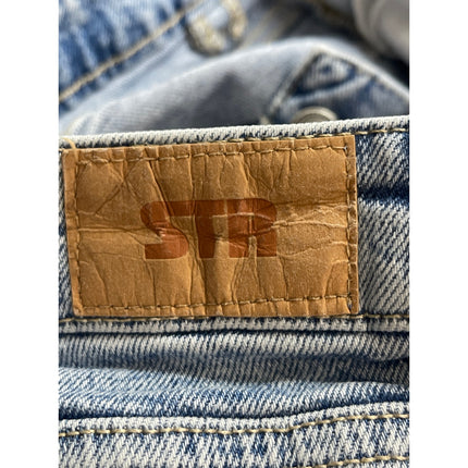 STR Women's Blue High Waisted Light Acid Wash Slim Straight Denim Jeans Size 8