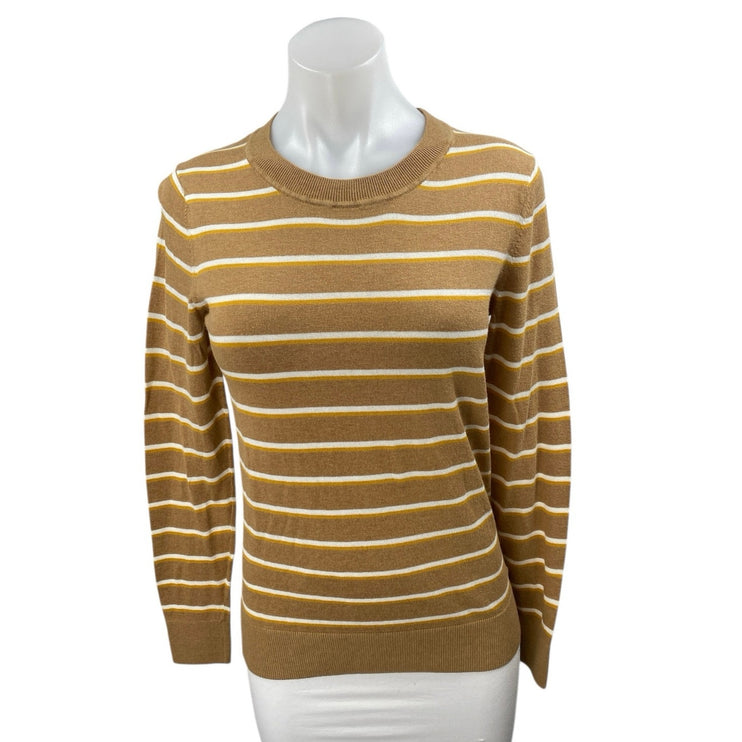 Banana Republic Women's Brown Striped Crewneck Long Sleeve Sweater Top Size S