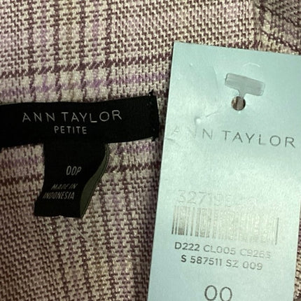 NEW Ann Taylor Pink Plaid V-Neck Cap Sleeve Career Sheath Mini Pencil Dress Sz 0