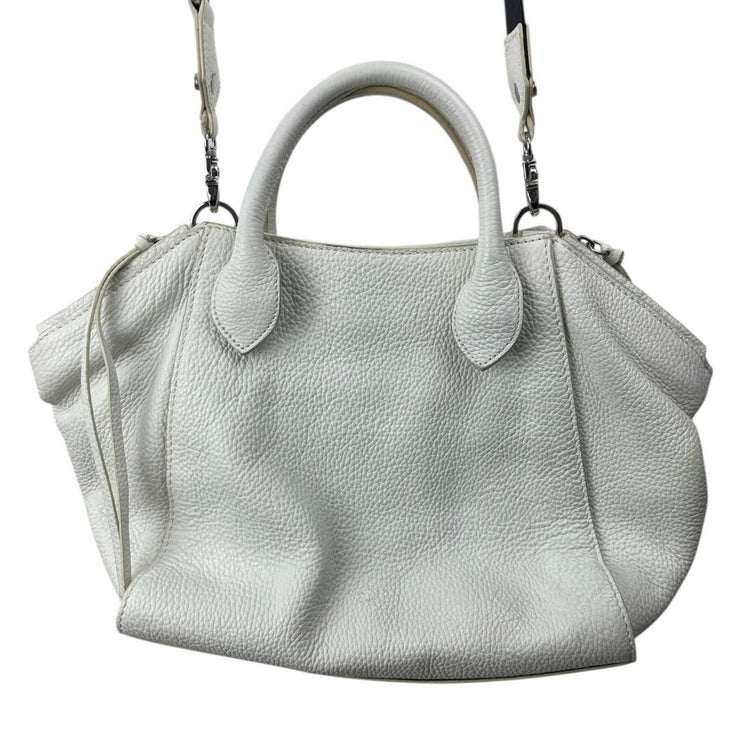 Botkier Vivi White Angled 100% Leather Band Crossbody Bag Satchel Handbag OS