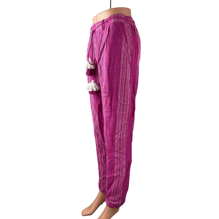 Anthropologie Ollari Womens Pink Stripe High Rise Loose Tapered Trousers Pants S