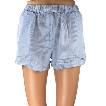 Aritzia Wilfred Blue White Striped Elastic Waist Casual Lounge Sweat Shorts Sz S