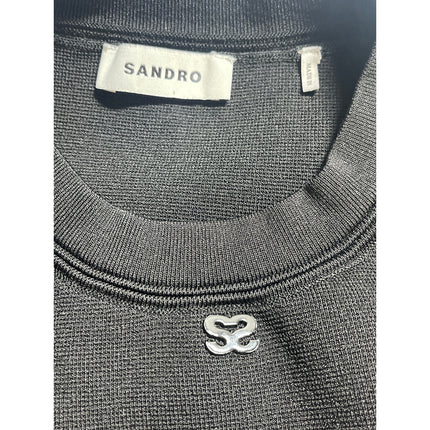 Sandro Pleated Black Crew Neck Sleeveless Pleated Mini Tank A-Line Dress Sz S/M