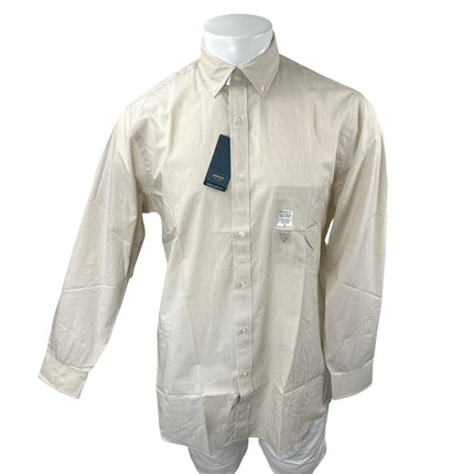 NEW Arrow Men's Beige Striped Long Sleeve Button Down Dress Shirt Top Size 15