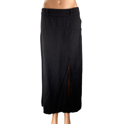 Free People Womens Black High Slit Zip Mid Waist Straight Full Midi Skirt Size 6
