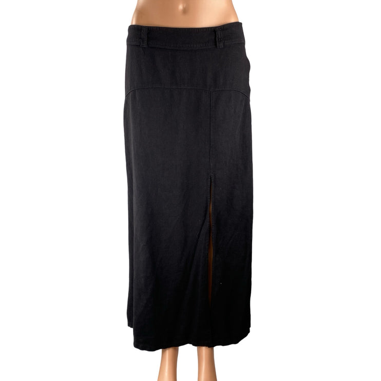 Free People Womens Black High Slit Zip Mid Waist Straight Full Midi Skirt Size 6