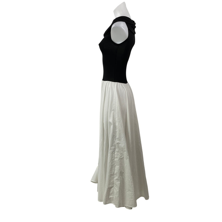 Gimaguas Womens Black White Sleeveless Color Block Fit & Flare Midi Dress Sz XS