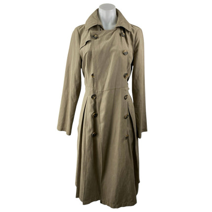 Jack Women's Tan Long Sleeve Double Breasted Longline Trench Coat Jacket Size M