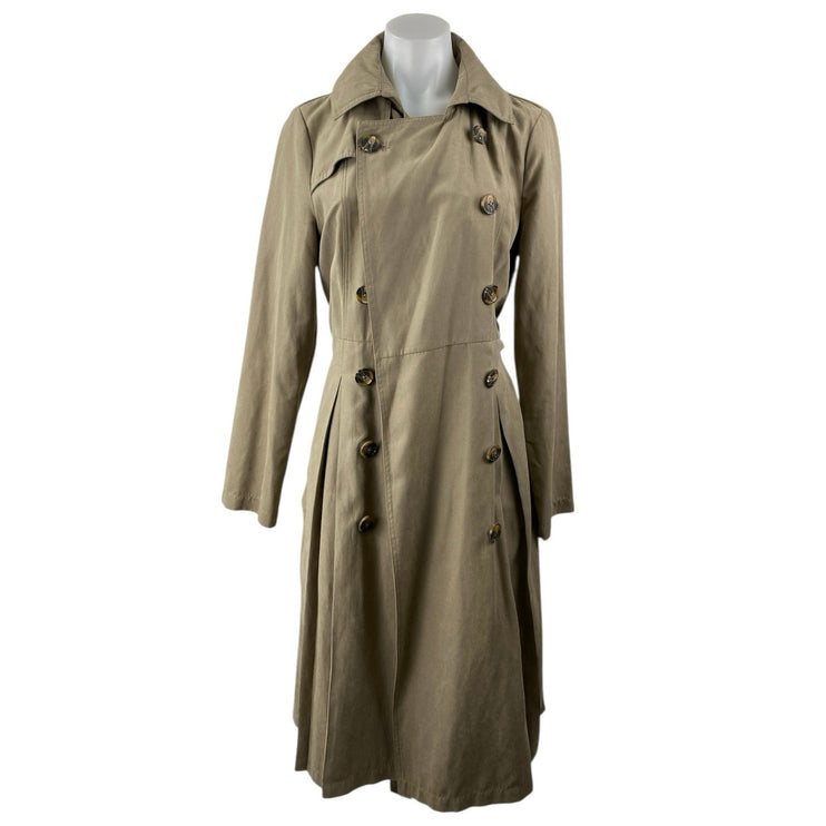 Jack Women's Tan Long Sleeve Double Breasted Longline Trench Coat Jacket Size M