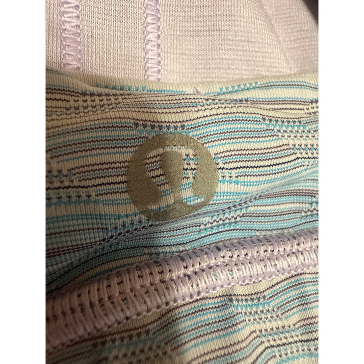 Lululemon Women's Blue Striped Sleeveless Athletic Sports Bra Crop Tank Top 10