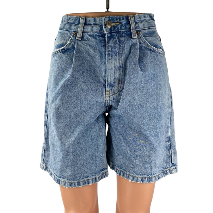 Bershka Womens Blue High Rise Wide Leg Mom Bermuda Boyfriend Denim Shorts Size 2