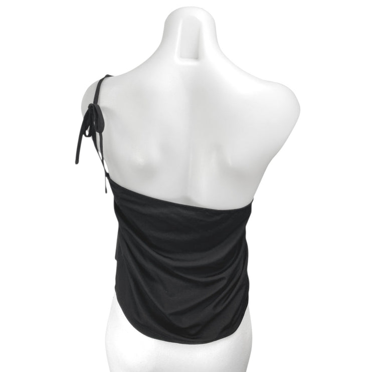 Tiger Mist Women's Black One Shoulder Sleeveless Cami Camisole Crop Tank Top S