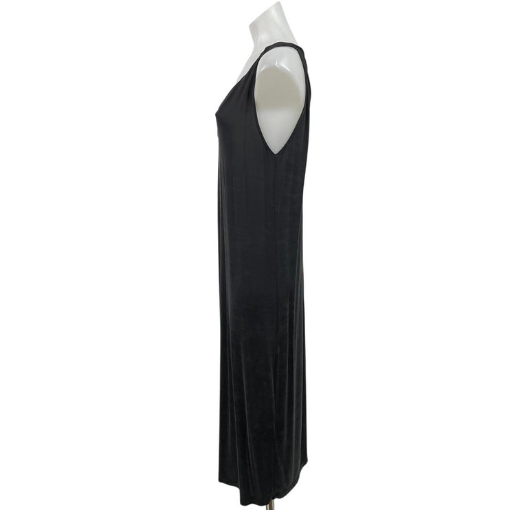& Other Stories Women's Black Sleeveless Plunge V Neck Maxi A-Line Tank Dress M